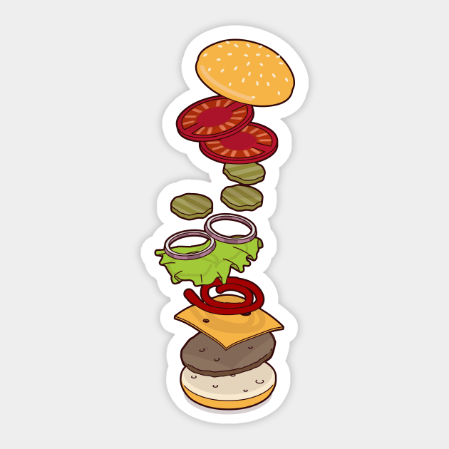 cheeseburger exploded Sticker by anilyanik